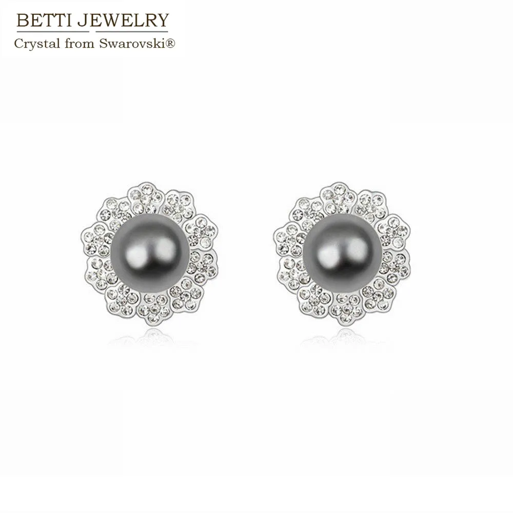 

2016 New Charming gift for girlfriend! Fashion pearl earrings With Crystals From Swarovski for mother's Day Bijoux Wholesale
