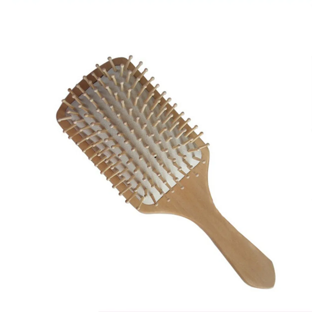 

Hair Care Wooden Spa Massage Comb Wooden Paddle Pointed Handle Teeth Hair Brush Antistatic Cushion Comb