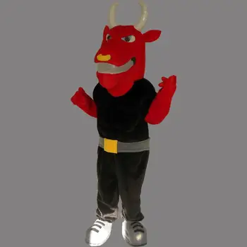 

Hot Sale Black Bull Mascot Costumes Animal Bull Character Antimated Doll Garment Charming Walking Dress Free Shipping