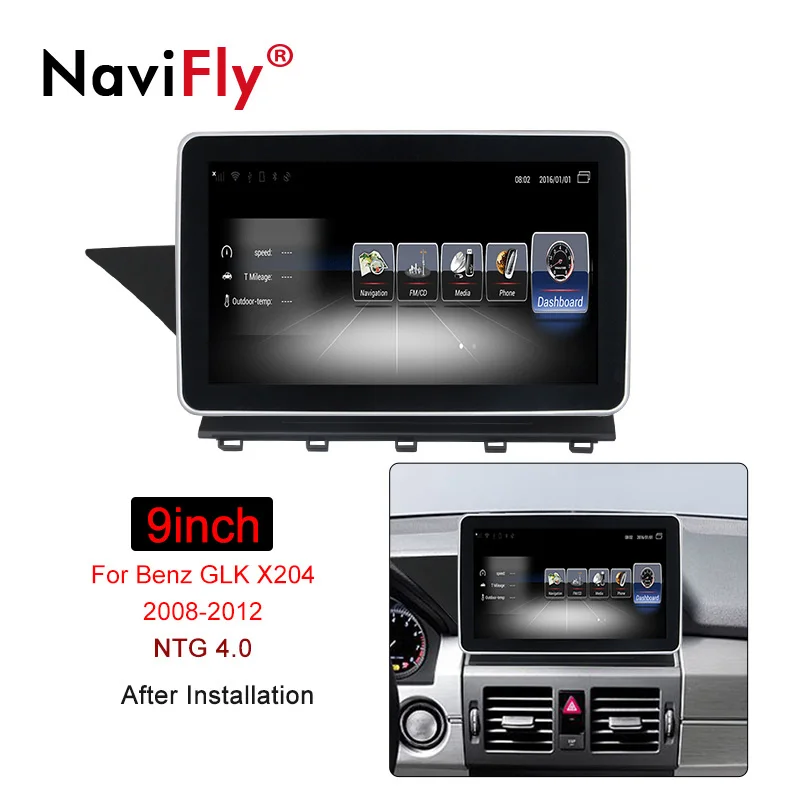 NaviFly 9 дюймов 4G LTE Автомобильный мультимедийный плеер для Mercedes Benz GLK X204 2008- Android gps навигация 3 ГБ+ 32 Гб 4 ядра wifi BT - Цвет: 2008-2012 NGT 4.0