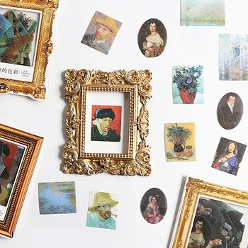 

40 Pcs/Set Creative Van Gogh Monet Mini Paper Sticker Decoration DIY Handmade Arts Craft Sticker Christmas Gift