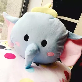 

Candice guo! Super cute plush toy cartoon chipmunk chip Dumbo elephant round cushion hand warm blanket birthday gift 1pc