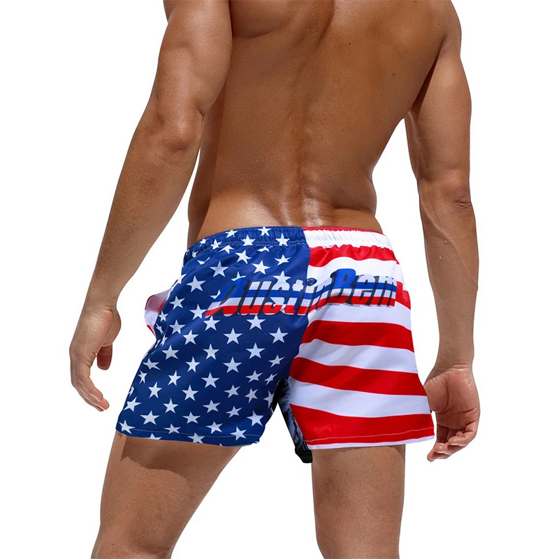 Polyester Canadian with Maple Leaf Pattern Swimsuit with Pockets Mens Quick Dry Swim Trunks