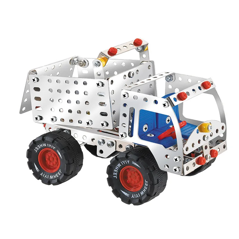 Tanie Ciężarówka budowlana pojazd konstruktor zabawki Metal Enlighten montaż zestaw klocków klocki dla chłopców dziewcząt prezenty