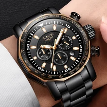 LIGE Top Luxury Brand Mens Waterproof Quartz Watches Business Big Dial Fashion Casual Sprot Full Black Men Wristwatch Male Clock