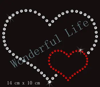 

Free Shipping 2 Hearts Iron On Bling Transfer