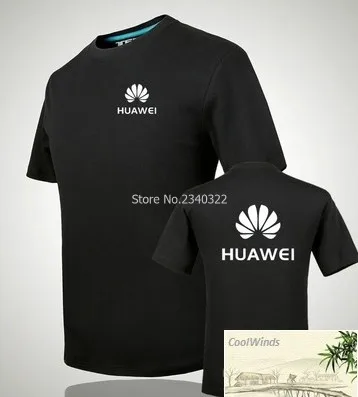 Футболка Huawei с коротким рукавом для мужчин и женщин однотонный хлопковый