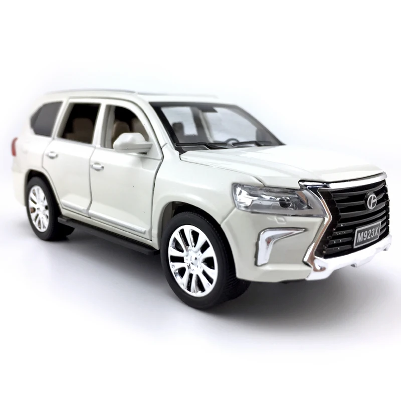 Литая модель автомобиля из 1:24 сплава для Lexus LX570, игрушечный автомобиль отличного качества для коллекции, вытяжной автомобиль со звуком и светильник