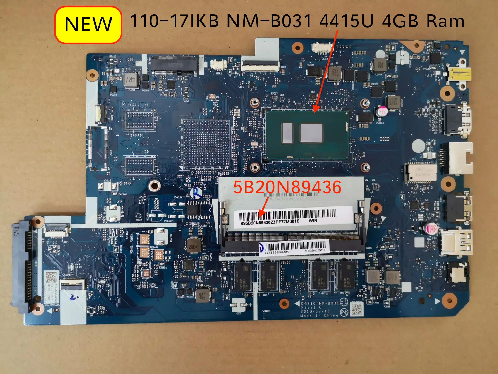 Бесплатная доставка материнская плата 5B20N89436 для Lenovo 110-17IKB 110 17IKB ноутбука SR348 4415u