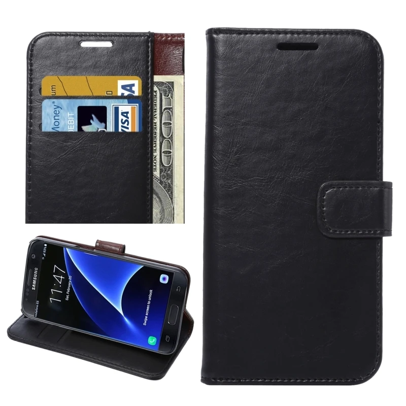Wallet Bag For Samsung Galaxy S7 / G930 Crazy Horse Texture Horizontal Flip PU Leather Case with Holder &amp Card Slots |