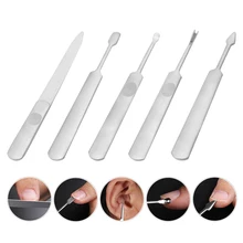 5 шт. набор из нержавеющей стали для педикюра маникюрный набор для ушей скраб для Ногтей Чистящие Инструменты