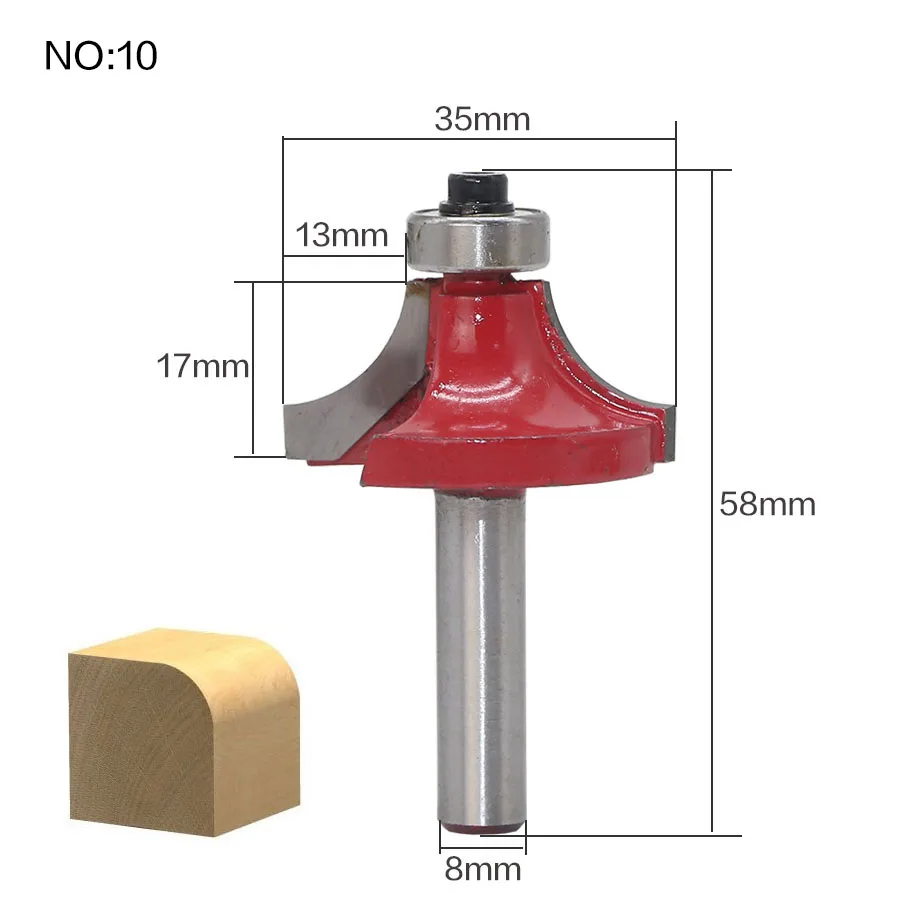 1 шт. 8 мм хвостовик древесины фрезы прямой концевой фрезы триммер очистки заподлицо отделка угловая круглая бухта коробка биты инструменты фрезерные Cutte - Длина режущей кромки: NO10