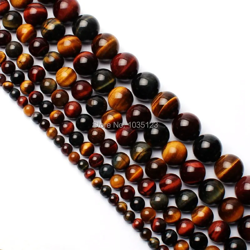 

6-16mm Natural Round Shape Mixed Color Tiger's Eye Stone Loose Beads Strand 15" Jewellery Making wj209