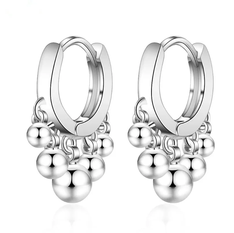 

New Simple Bright Round Ball Tassel Drop Earrings For Women Trend Creative 925 Sterling Silver Jewelry Party Gift SAE390