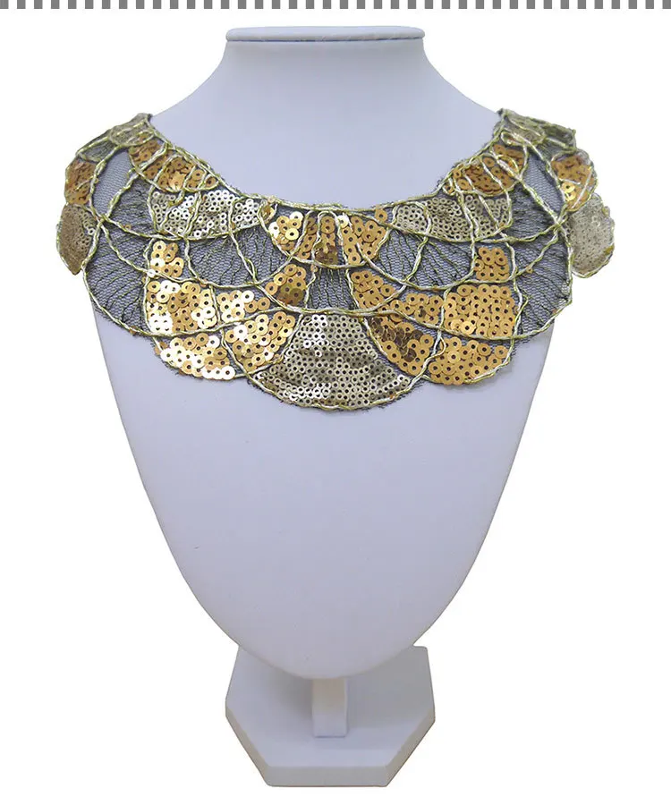 SDZL002 DIY gold sequins polyester mesh lace collar Craft Neckline