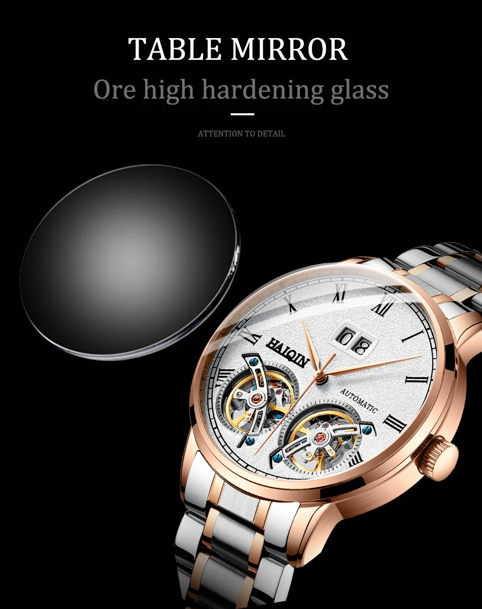 HAIQIN мужские s часы Топ люксовый бренд автоматические механические наручные часы Мужские Двойные Tourbillon модные водонепроницаемые часы relogio masculino