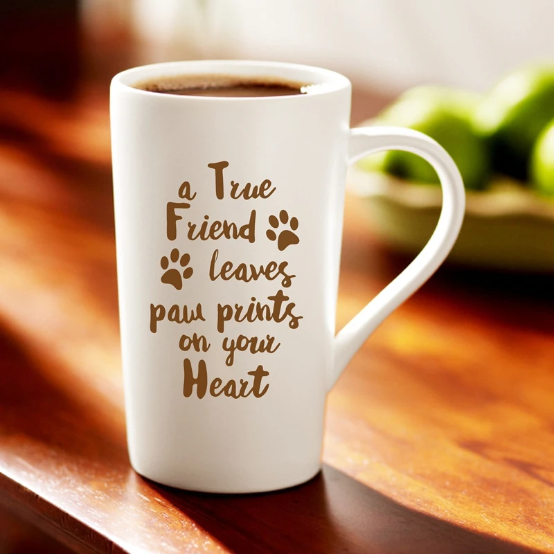 A True Friend Leaves Paw Prints Sticker Cup Decor