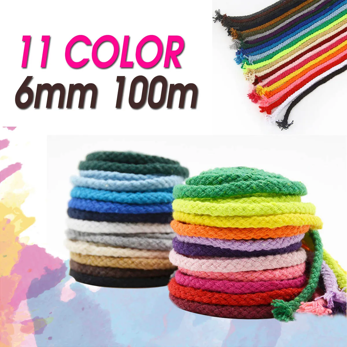 

Milti-color 11 Styles 100m 6mm Twisted Cord Handmade Jute Bundle Rope Decor Crafts Cords For DIY Arts Home Decor
