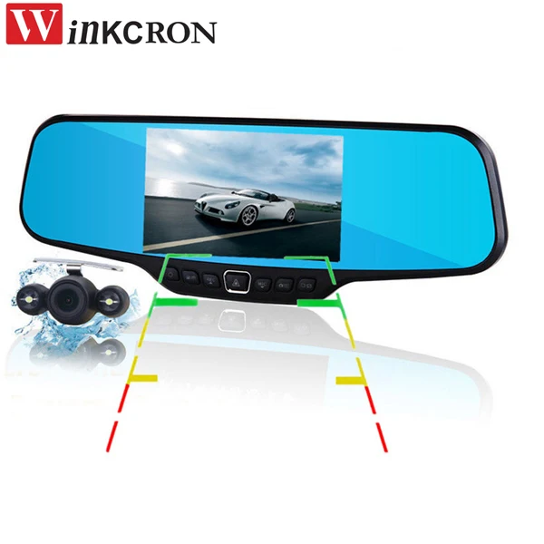 

Hot! 4.3" Car Rear view dvr Mirror dvr Camera Dual Lens Novatek 96220 Full HD 1080P 12.0MP CMOS 170 Degree View Angle camera