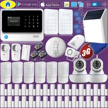 Золотой безопасности G90B Plus+ wifi 3g GSM сигнализация домашняя сигнализация безопасности, wifi ip-камера, солнечная энергия стробоскоп сирена, датчики удара