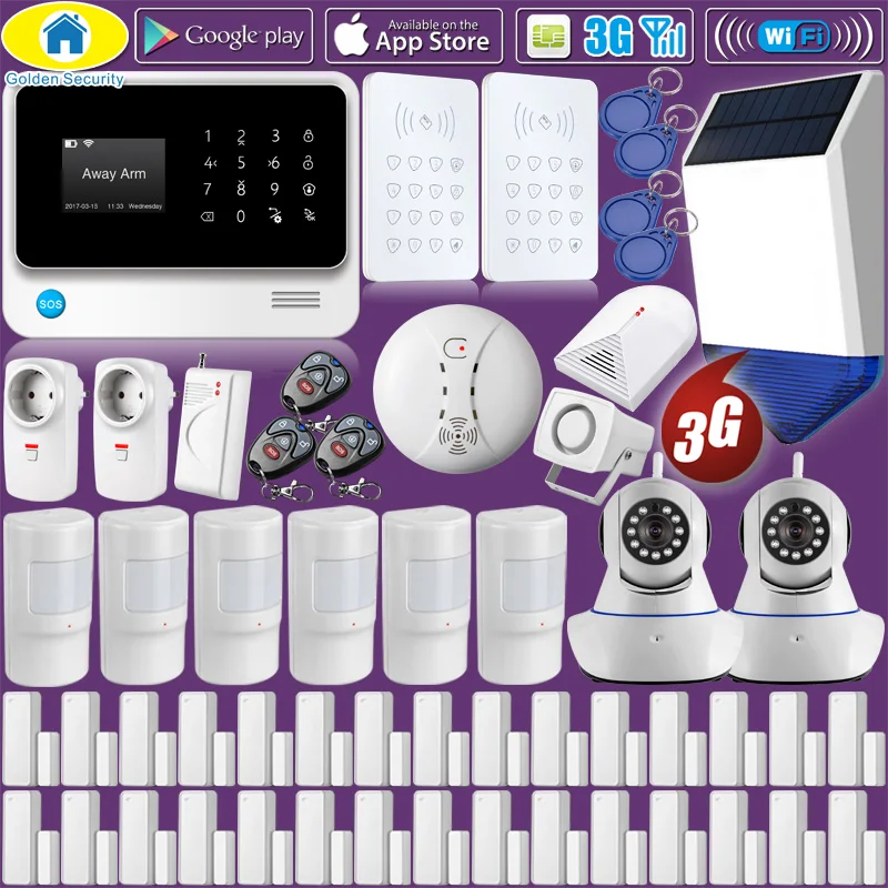 

Towode G90B Plus+ WIFI 3G GSM Alarm System Home Alarm Security,WiFi IP Camera,Solar Power Strobe Siren,Shock Sensors