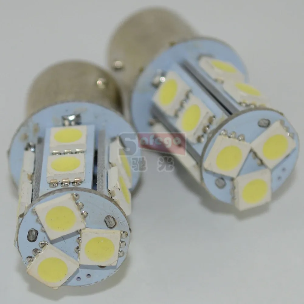 Safego 10 шт. P21W 1156 1157 светодиодный Поворотная сигнальная лампа 5050 13 SMD S25 BAY15D BA15S автомобильный тормозной фонарь светильник s парковка светильник 12V белого цвета