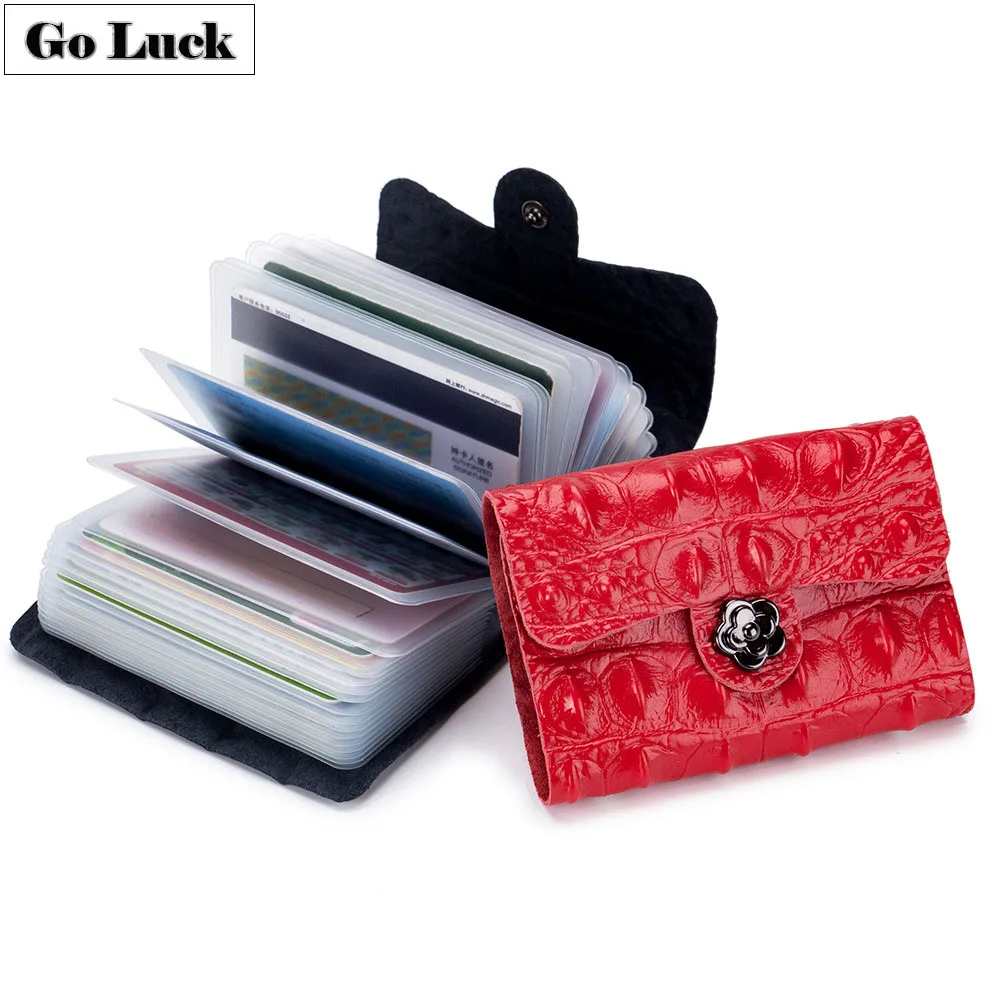 

Alligator Genuine Leather Credit ID Cardholder Wallet Women 26 Bits Card Case Wallets