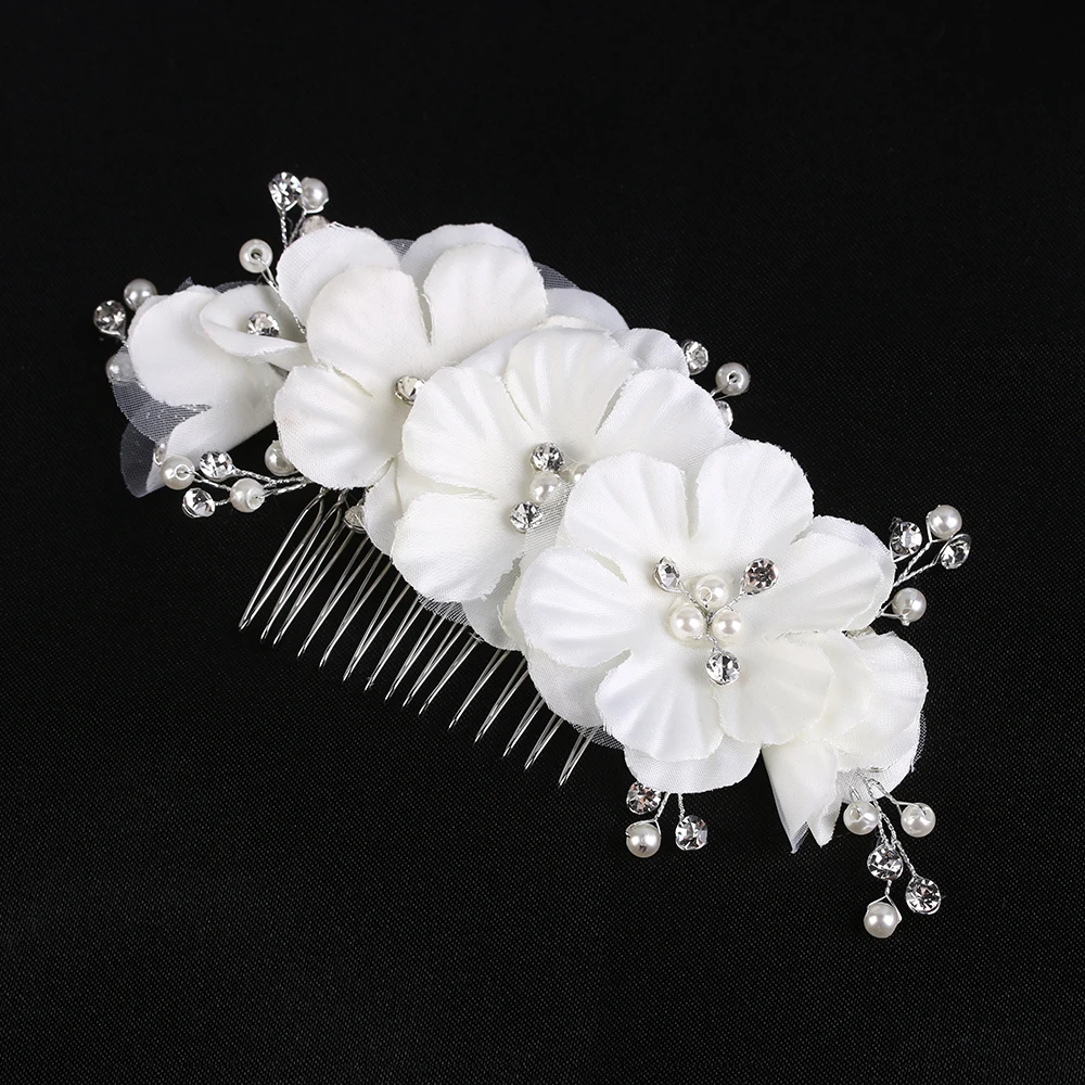 

1PC Leaf Flower Crystal Pearl Bridal Clips Headpiece Wedding Hair Combs Hair Pin Headdress Trendy Hair Jewelry Accessories