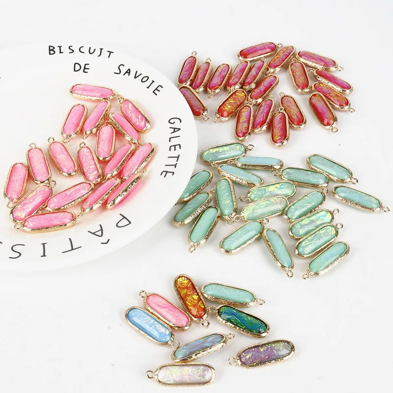 

Pendant 2pcs Oval Shape Resin Copper Fashion Bright Charms for Jewelry Making DIY Necklace Bracelet Earring Findings Accessories