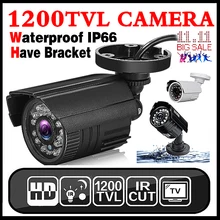 Venda Real 1200TVL 11.11Hot Analógica Mini HD Câmera de CCTV Ao Ar Livre À Prova D’ Água IP66 IR-CUT 24led infravermelho Segurança Surveillanc Vidicon
