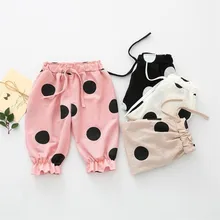 Детские укороченные брюки новые летние детские штаны в горошек штаны для малышей повседневные штаны в стиле ретро двойного назначения