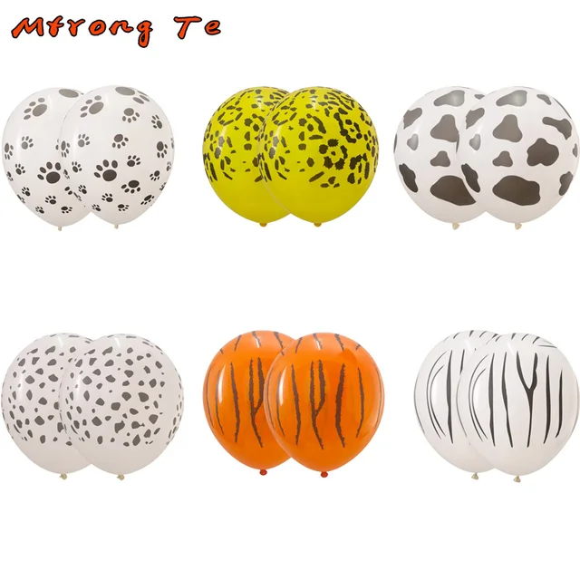 10pcs/lot 3.2g 12 Inch Animal Cow Tiger Leopard Zebra Paws Printed Round Latex Balloons party decor Kids Toys Thicken Globos