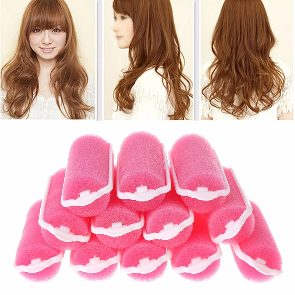 12Pcs Sponge Hair Styling Rollers Curlers Magic Sponge Cushion Foam