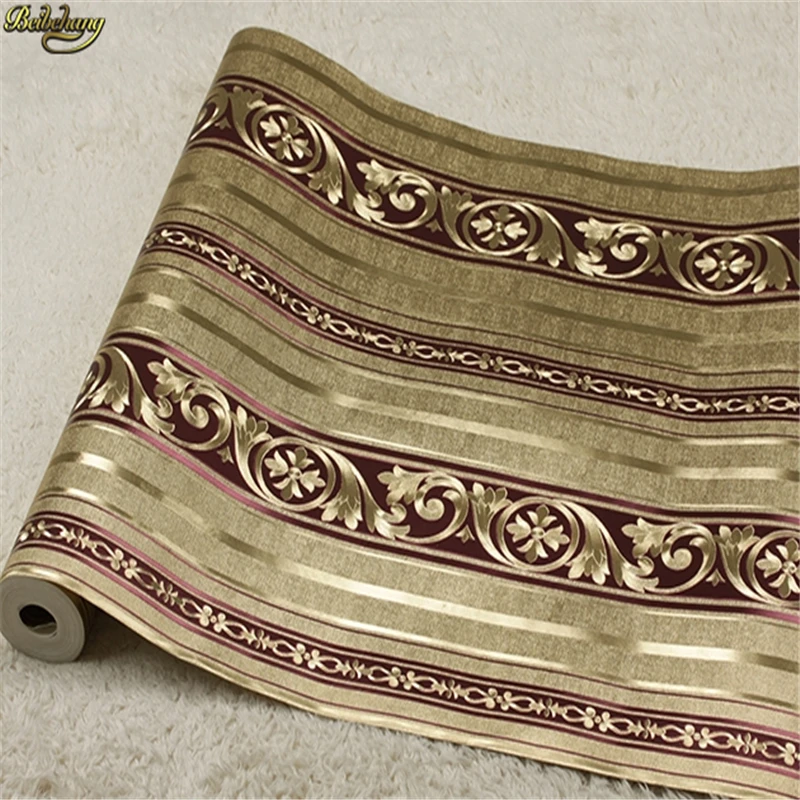 

beibehang European striped court KTV private room luxury hotel lobby background wallpaper gold foil three - dimensional embossed