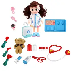 Дети девушка Доктор косплэй волос игрушки с одеждой мини спецодежда медицинская поставки наборы моделирование медсестра делая