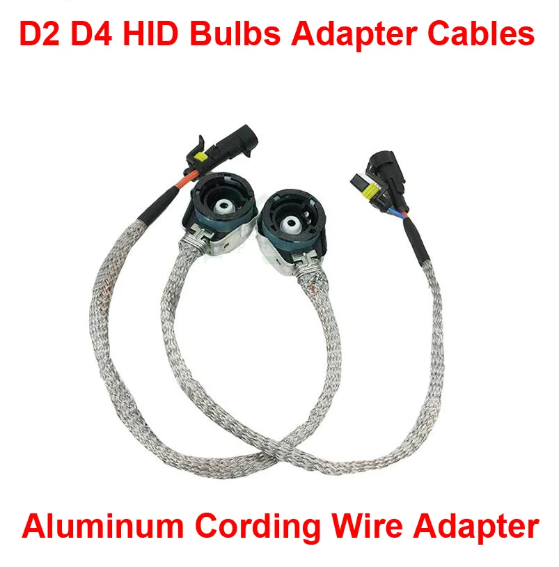 

2PCS D2S D2R D2C D4S D4R D4C OEM HID Xenon Headlight Bulbs Ballasts Aluminum Cording Wiring Harness Cable Adapter Holder Socket
