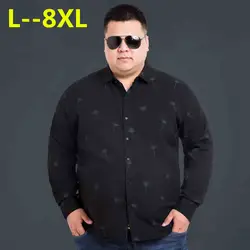 Плюс 8XL 6XL 5XL 4XL с цветочным принтом Для мужчин Повседневное Рубашки классические Для мужчин платье рубашка Для мужчин с длинным рукавом