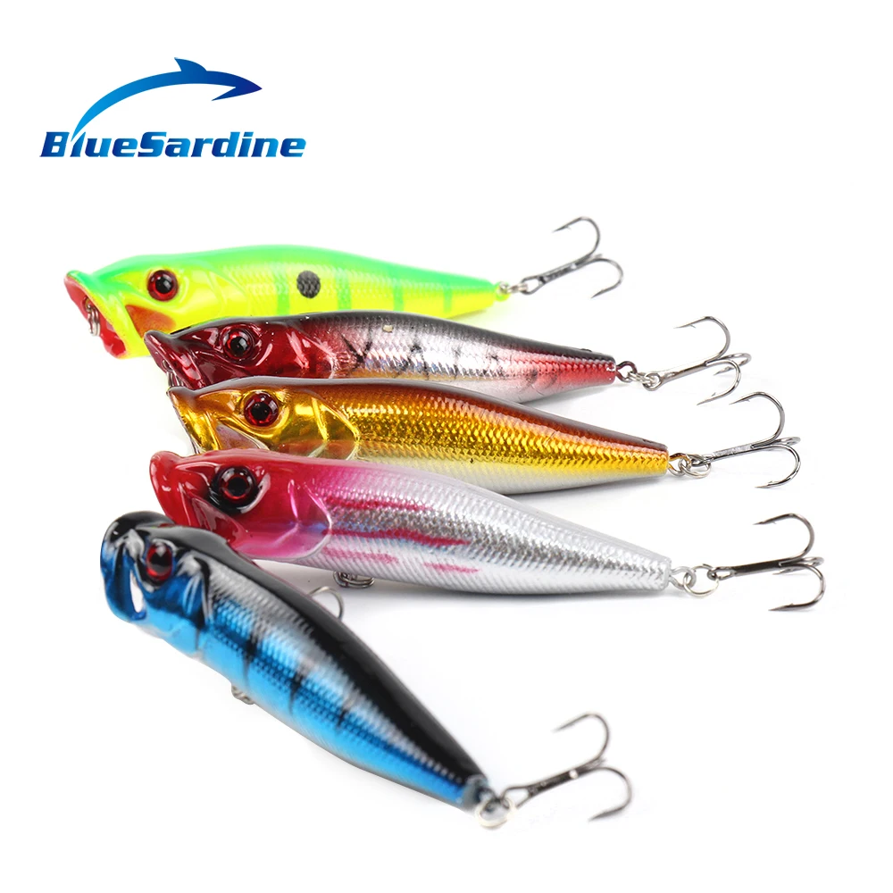  5PCS 10CM 12G Popper Fishing Lures Hard Bait Top Water Fishing Tackle Plastic Lures Quality 