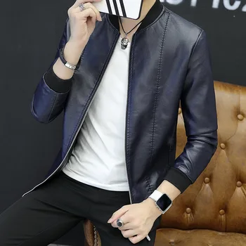 

Fall 2020 new men's fashion leather baseball PU leather jacket