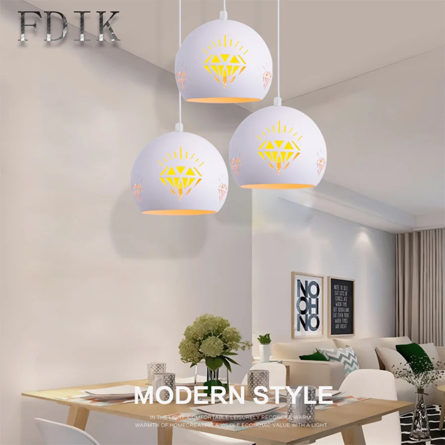 

Minimalist LED Pendant Lamp Iron Hollow Out Lantern XD004 Dimmable three Ceiling Hanging Light For Restaurant Dining Living room