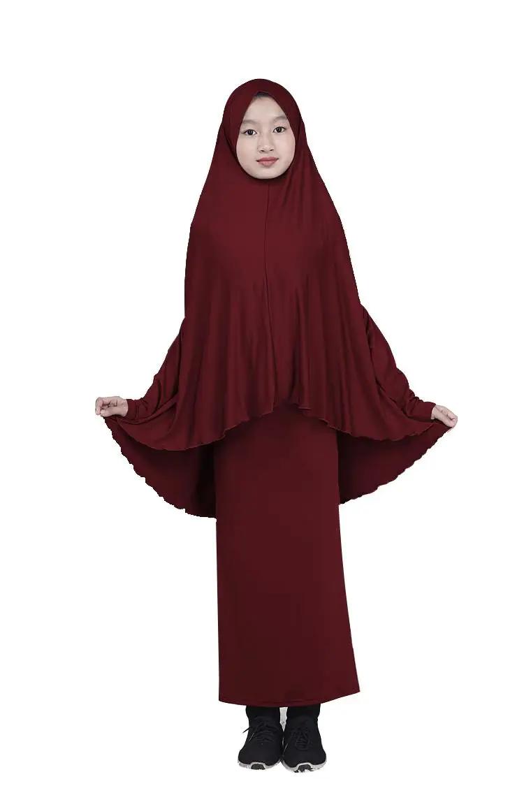 Комплект мусульманских детских платьев для девочек, jilbaw abaya Burka Hijab, исламское платье макси, молитвенная одежда, Рамадан, арабский халат, детские костюмы с полным покрытием, новинка