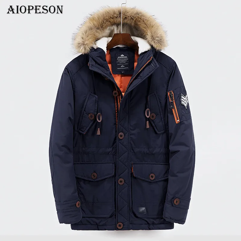 

AIOPESON Winter Jacket Men Multi-pocket Men's Winter Jacket Solid Color Parkas High Quality Buton Decoration Fashion Male Coat