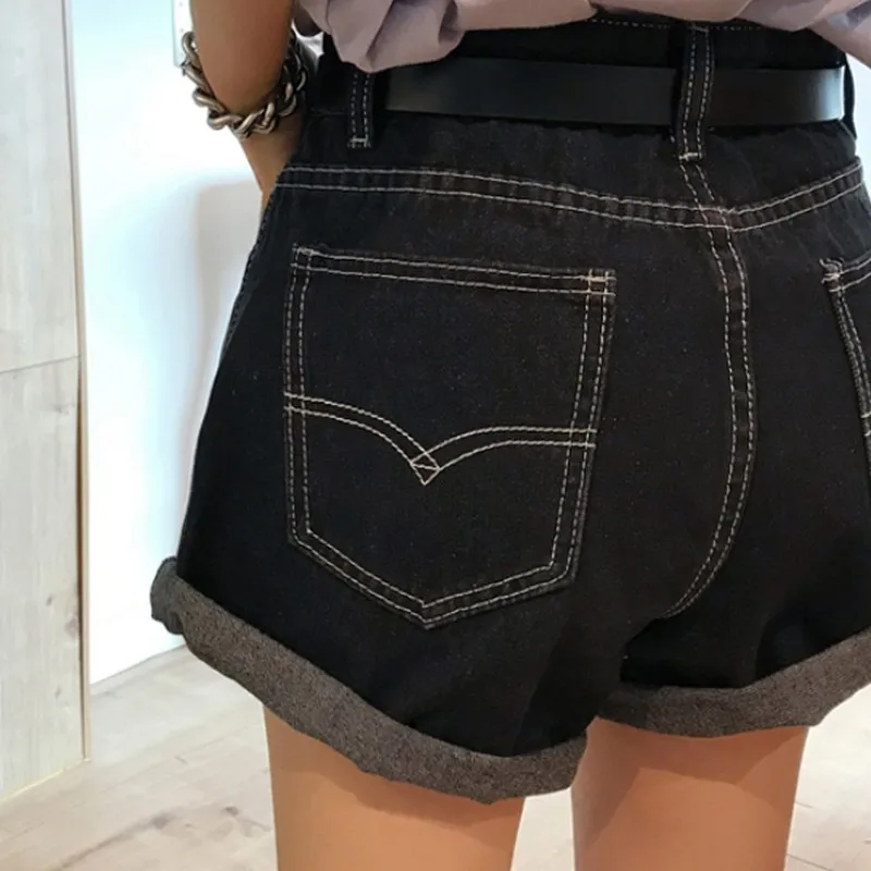 2019 Summer Fashionable Women Denim Shorts Simple High Waist Loose Casual Wide Leg Shorts Plus Size Black Ladies Short Jeans 2019 Summer Fashionable Women Denim Shorts Simple High Waist Loose Casual Wide Leg Shorts Plus Size Black Ladies Short Jeans