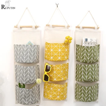 

3 Grids Home Wall Hanging Bag Sundries Organizer Storage Box Toys Pen Container Decor Pocket Door Pouch Bedroom Storage Pocket