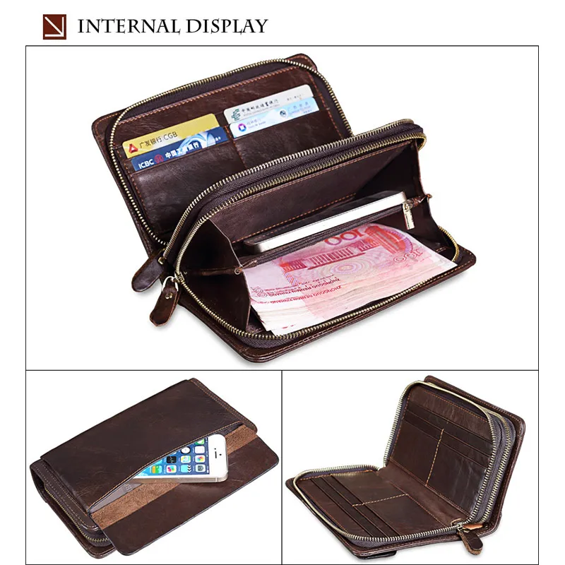 Мужской кошелек-клатч из натуральной кожи, Большой Вместительный мужской кошелек для путешествий, Обложка для паспорта, деловой мужской удобный клатч, длинный кошелек