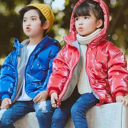 Для мальчиков и девочек Детские хлопковые короткие пуховая одежда Новый стиль зимняя одежда