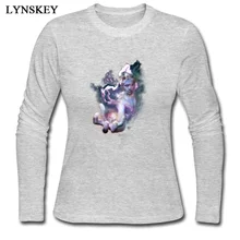 LYNSKEY Милая женская футболка, круглый вырез, лето/осень, длинный рукав, хлопок, топы, рубашки, небесная одежда с принтом, рубашка