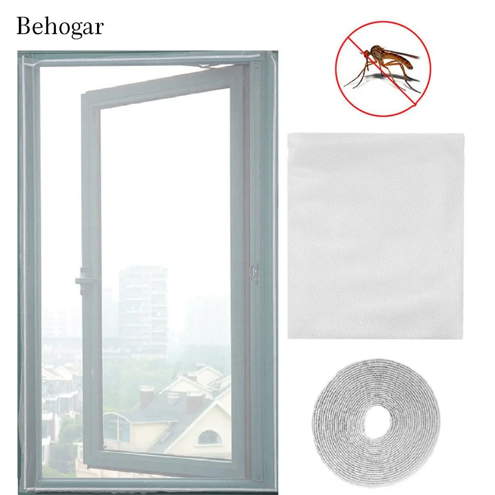 Behogar DIY Window Screen Net Insect Fly Bug Mosquito Protector Mesh Screen Curtain w/Self