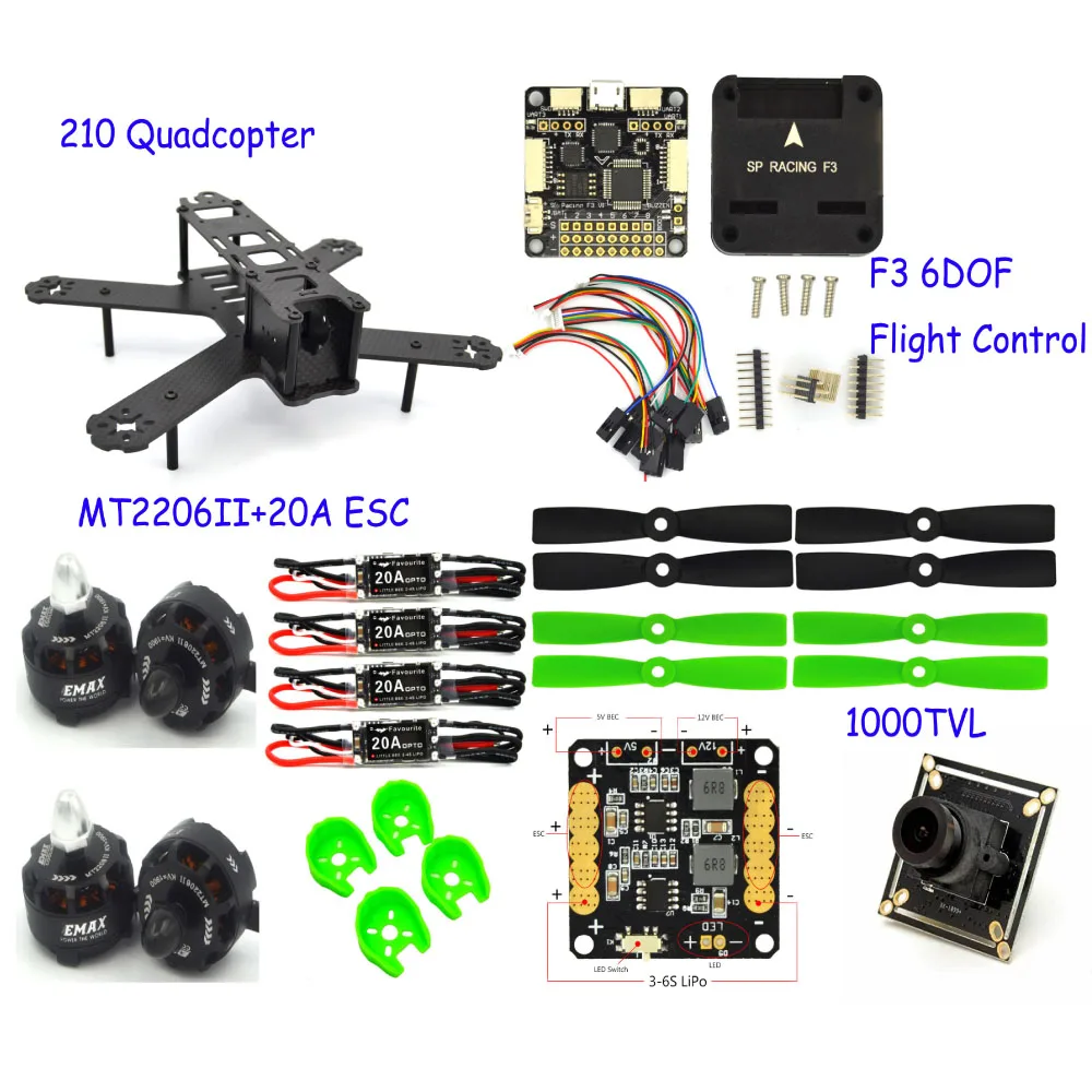 Buy Cheap fpvQuadcopter 210mm Carbon Fiber Mini drone Frame F3 Flight controller 2206 1900kv motor 4050 Props rc quadcopter with camera