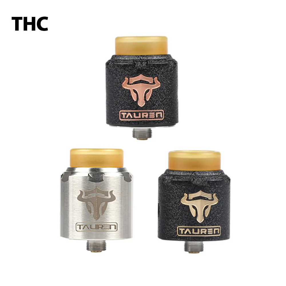 

New THC Tauren RDA Tank Features 28 Micro Air Holes on Two Sides of The Build Deck Leakage-proof Top Fillin Design E-cig Vape